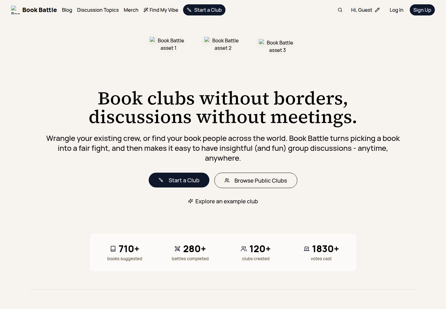 Book Battle public website screenshot
