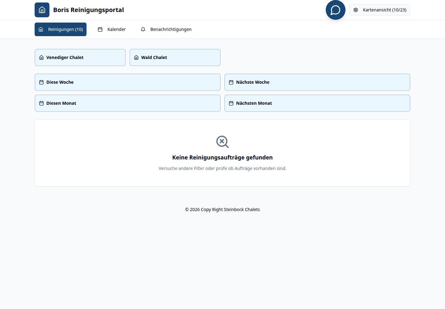 Boris Reinigungsportal public website screenshot