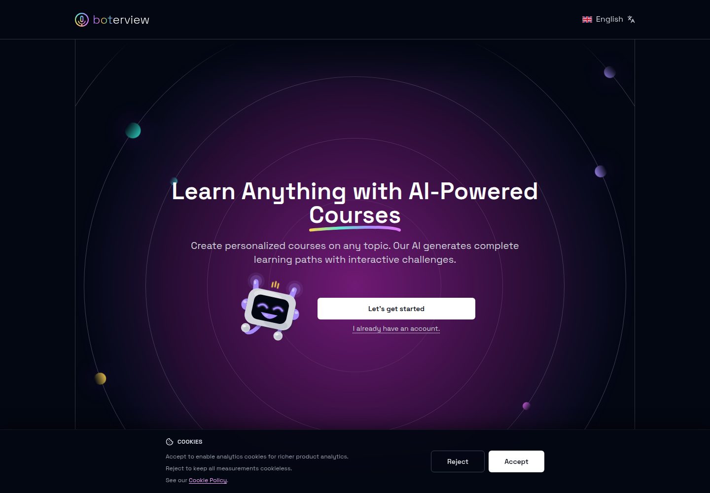 boterview public website screenshot