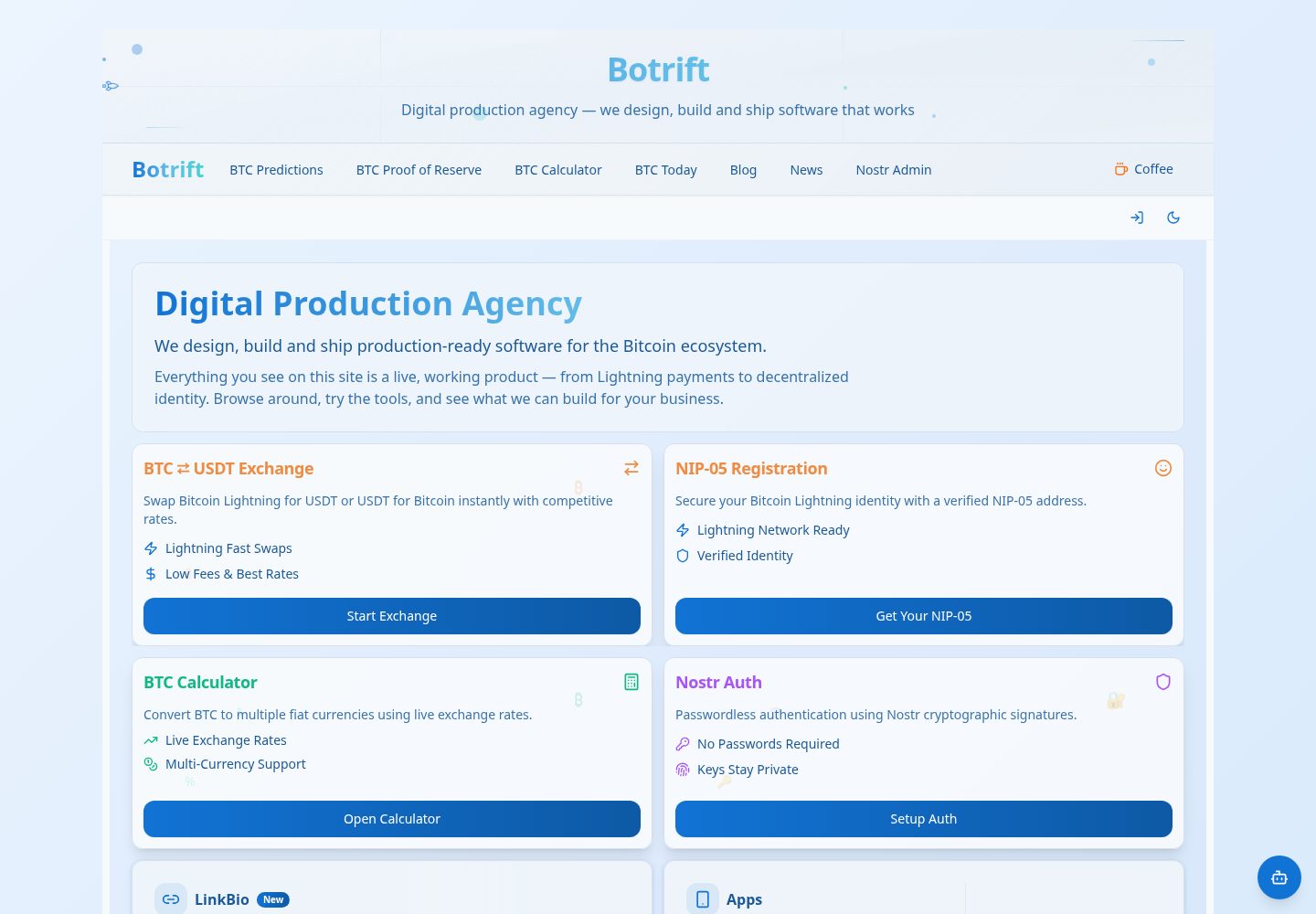 Botrift public website screenshot