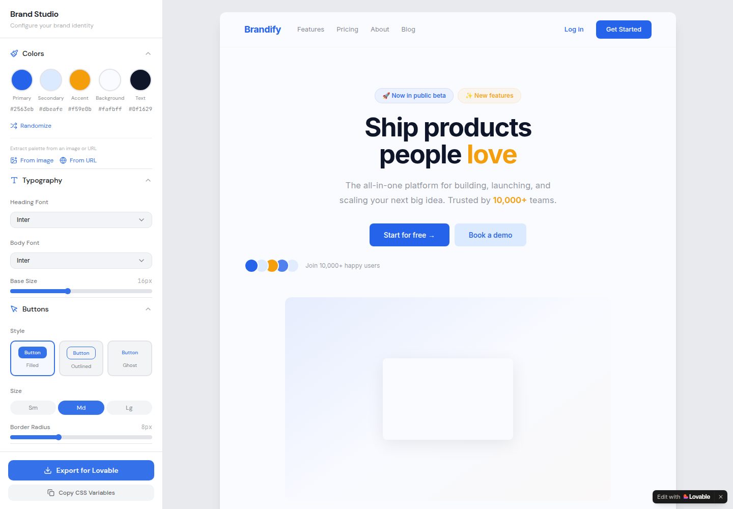 Brand Studio public website screenshot