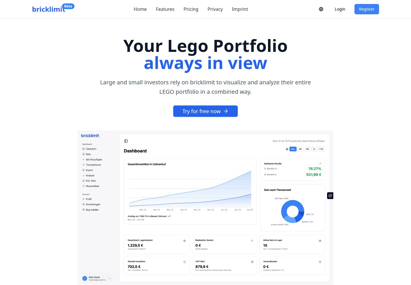 bricklimit public website screenshot