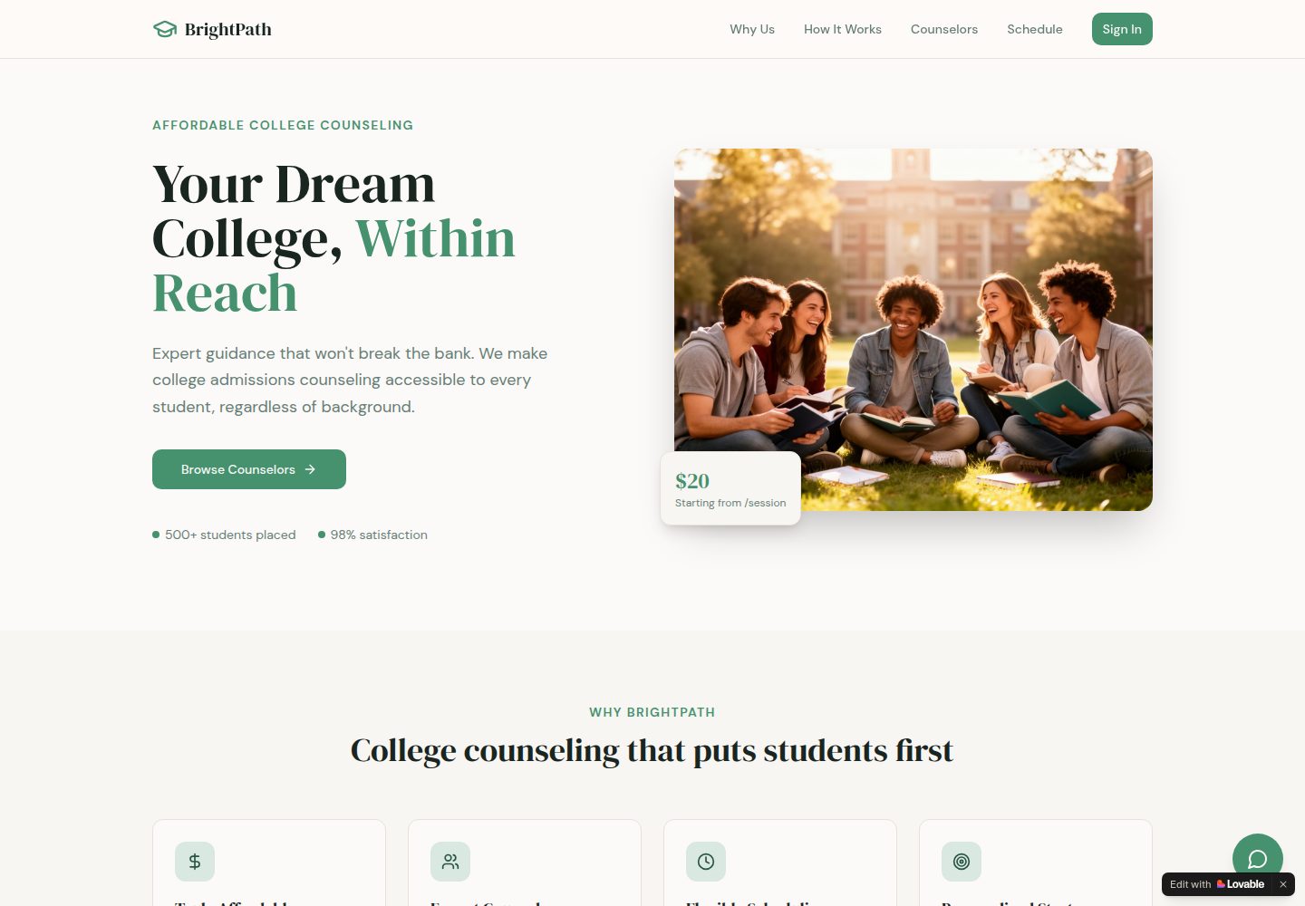 BrightPath public website screenshot
