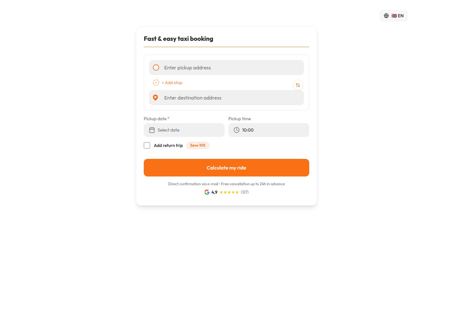 Budget Taxi Amsterdam public website screenshot
