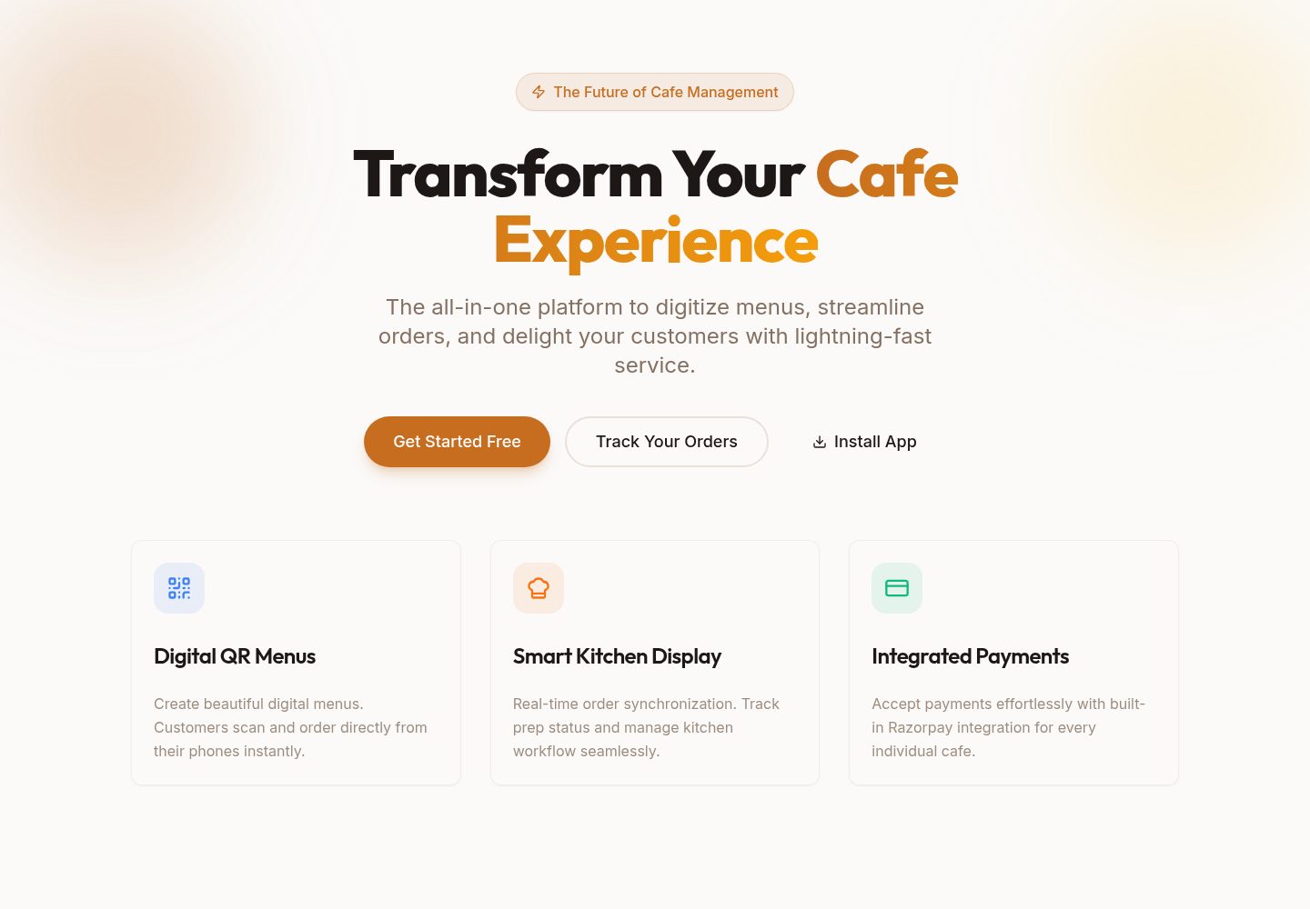 Cafe Quest Suite public website screenshot