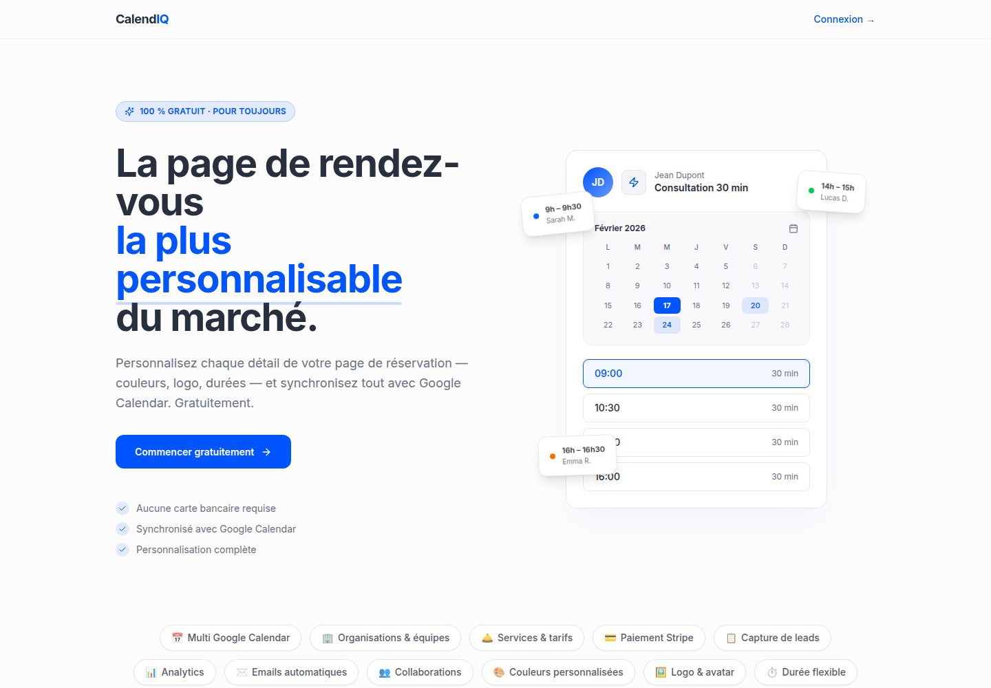 CalendIQ public website screenshot