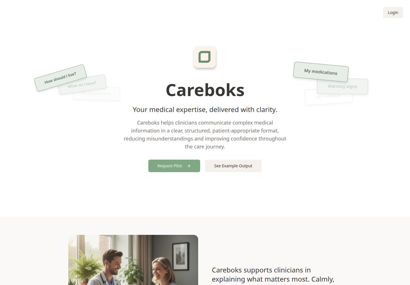 Careboks public website screenshot