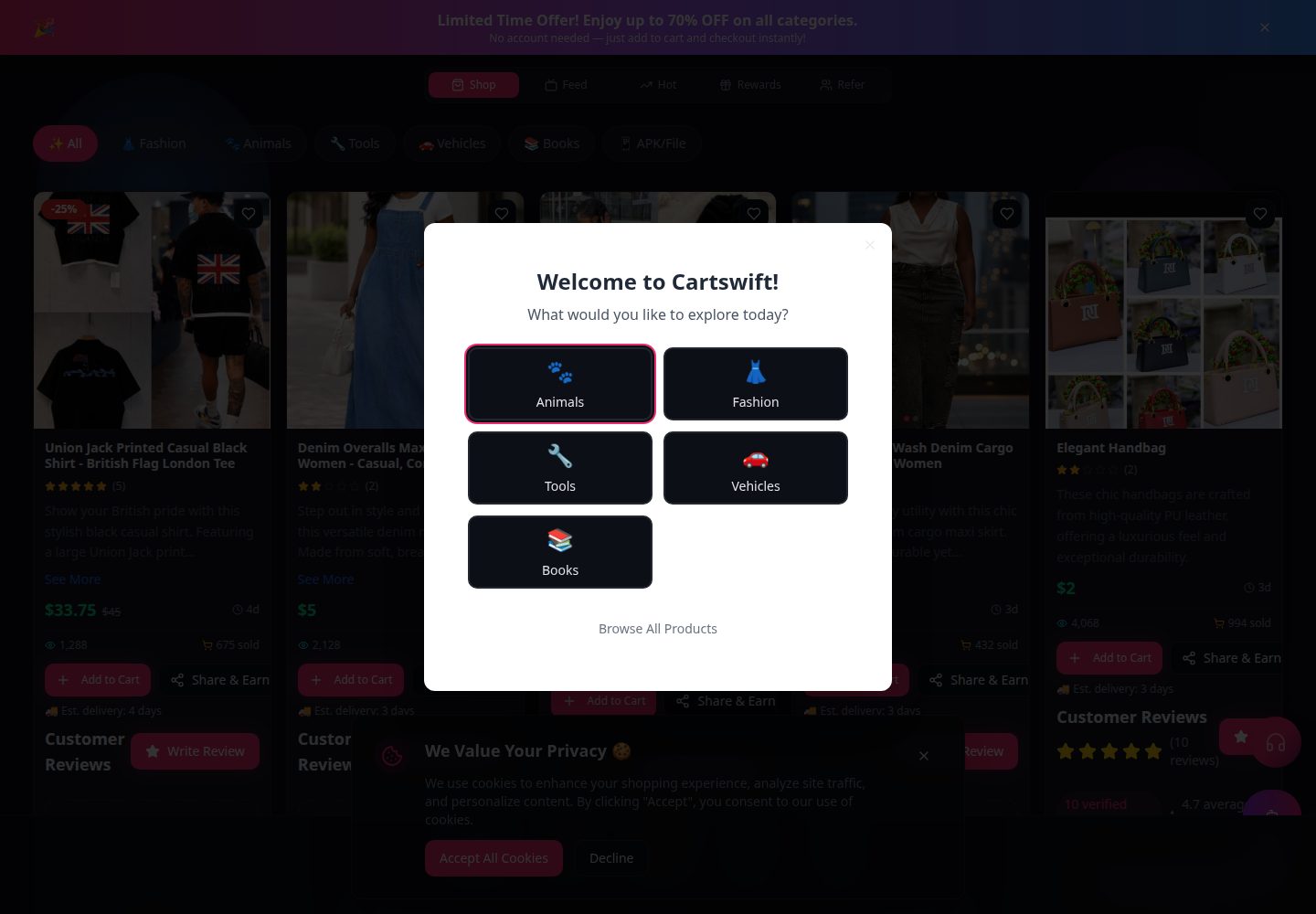 CartSwift public website screenshot
