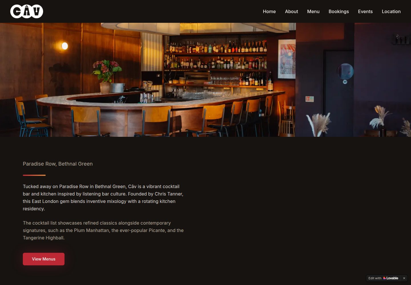 Câv public website screenshot