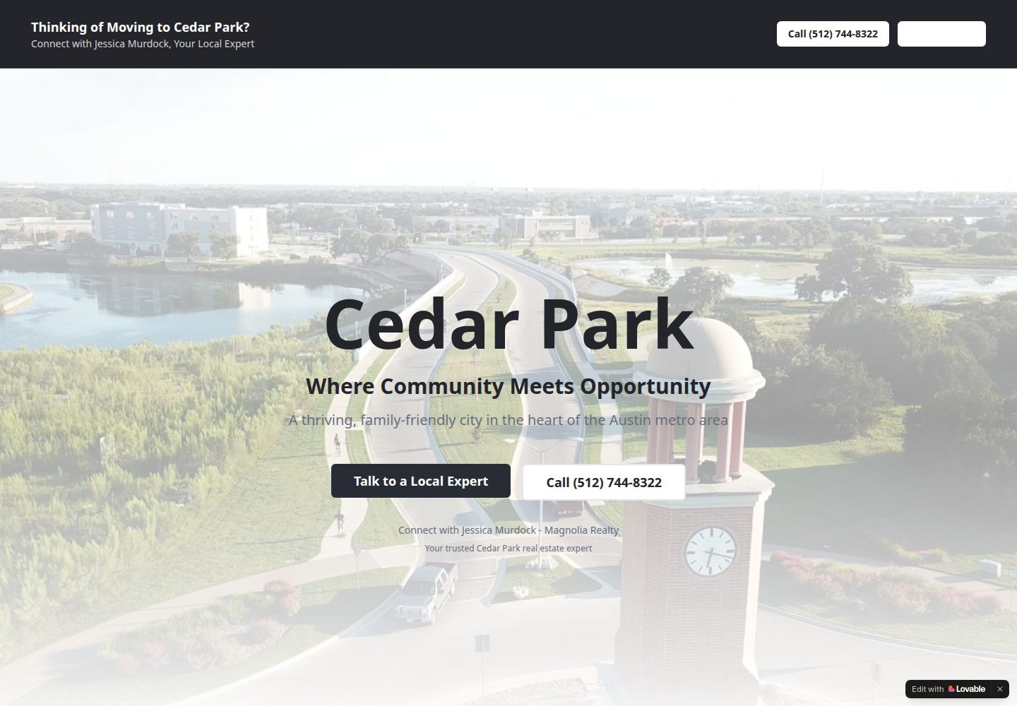 Cedar Park public website screenshot