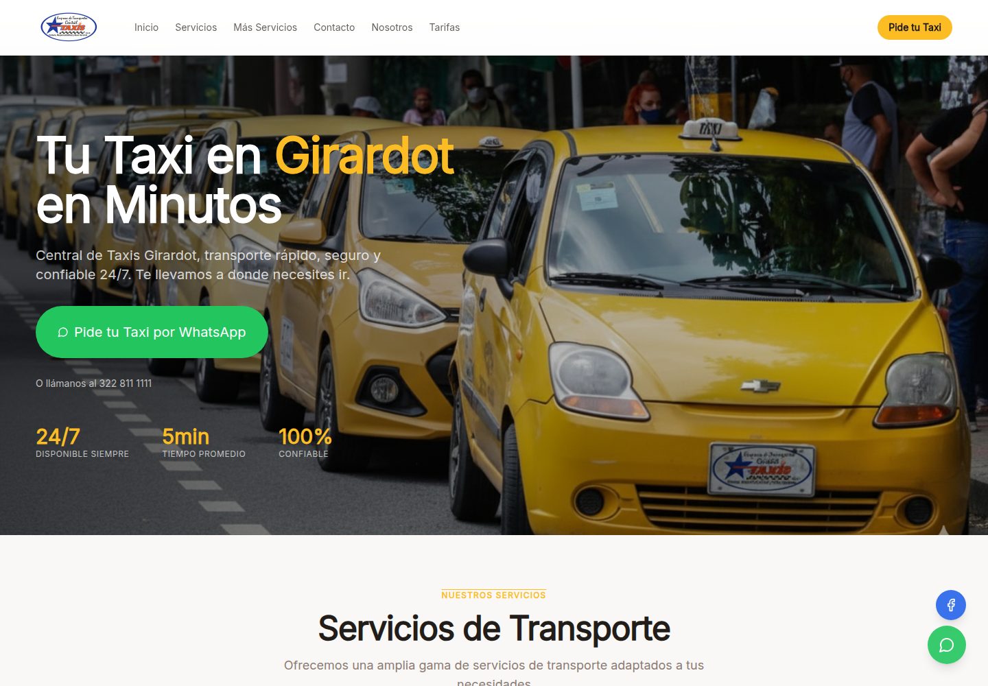 Central de Taxis Girardot public website screenshot