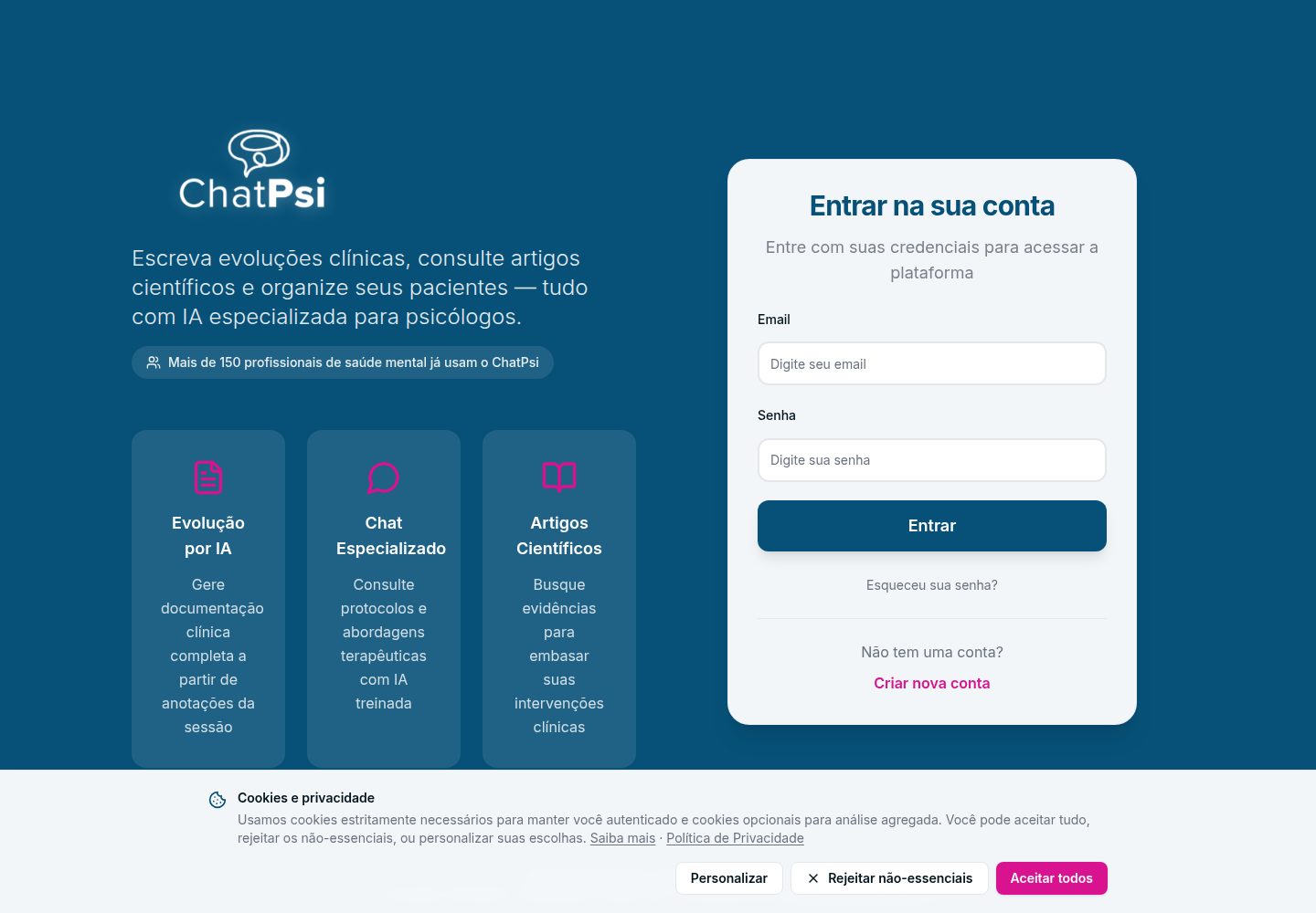 ChatPsi public website screenshot