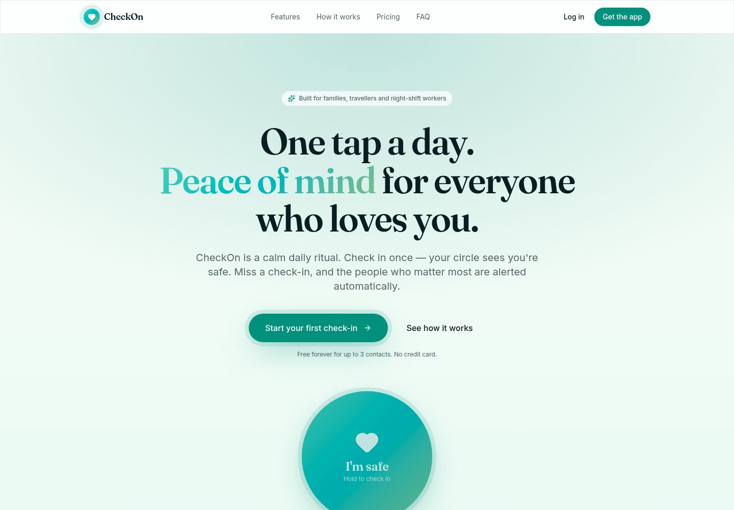 CheckOn public website screenshot
