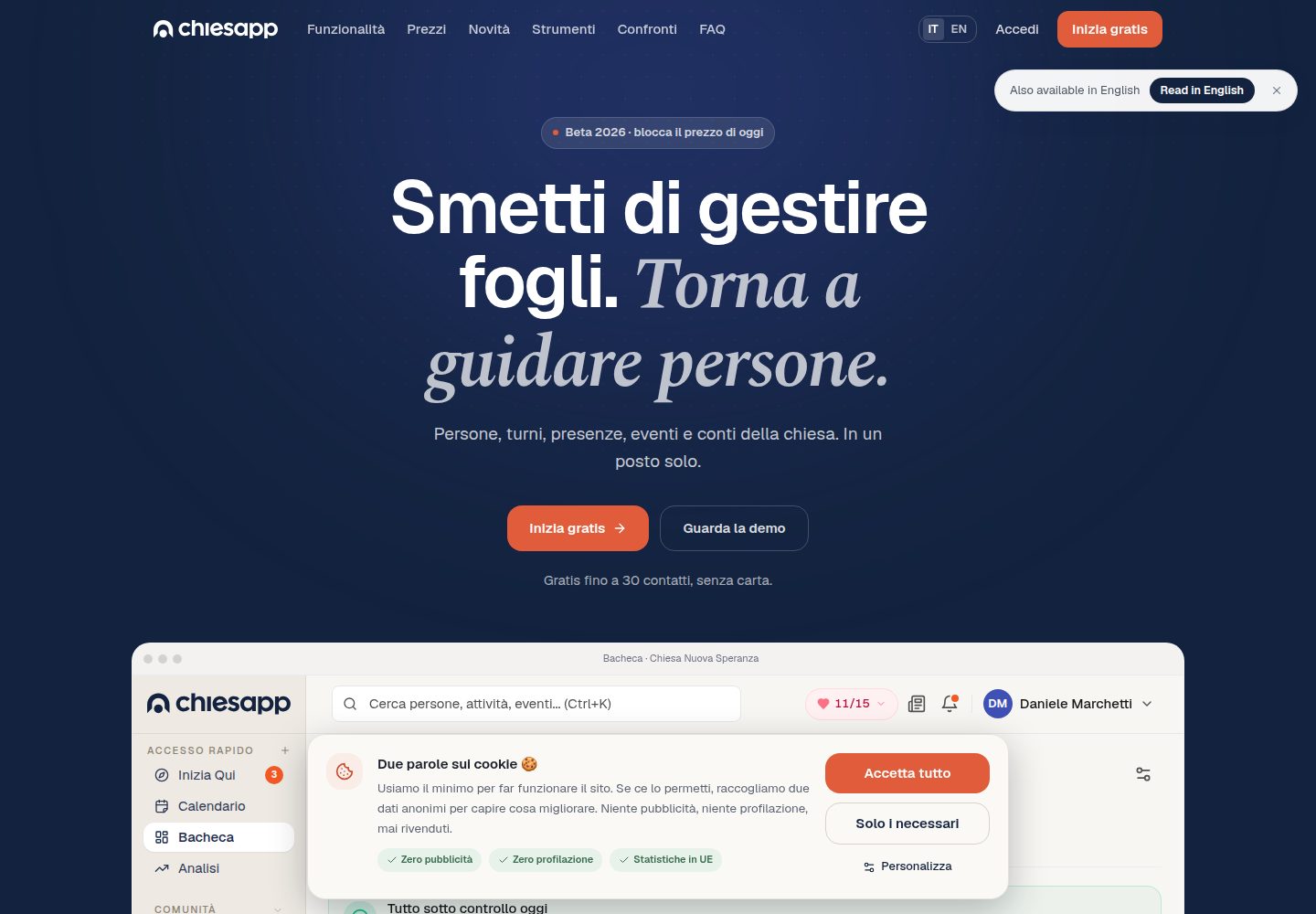 ChiesApp public website screenshot