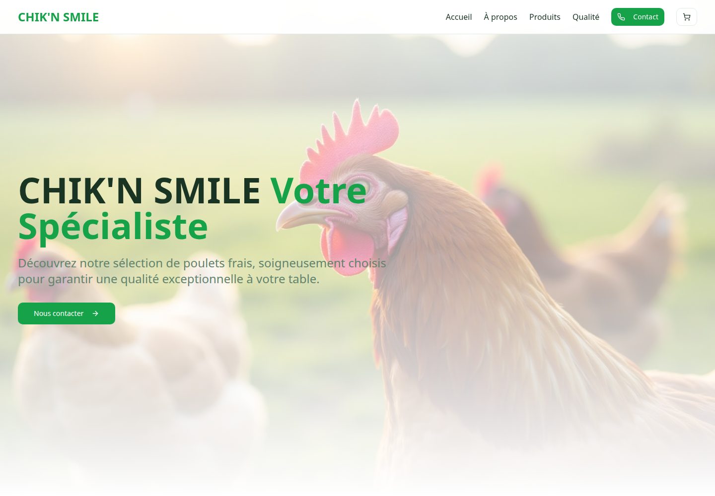 CHIK'N SMILE public website screenshot