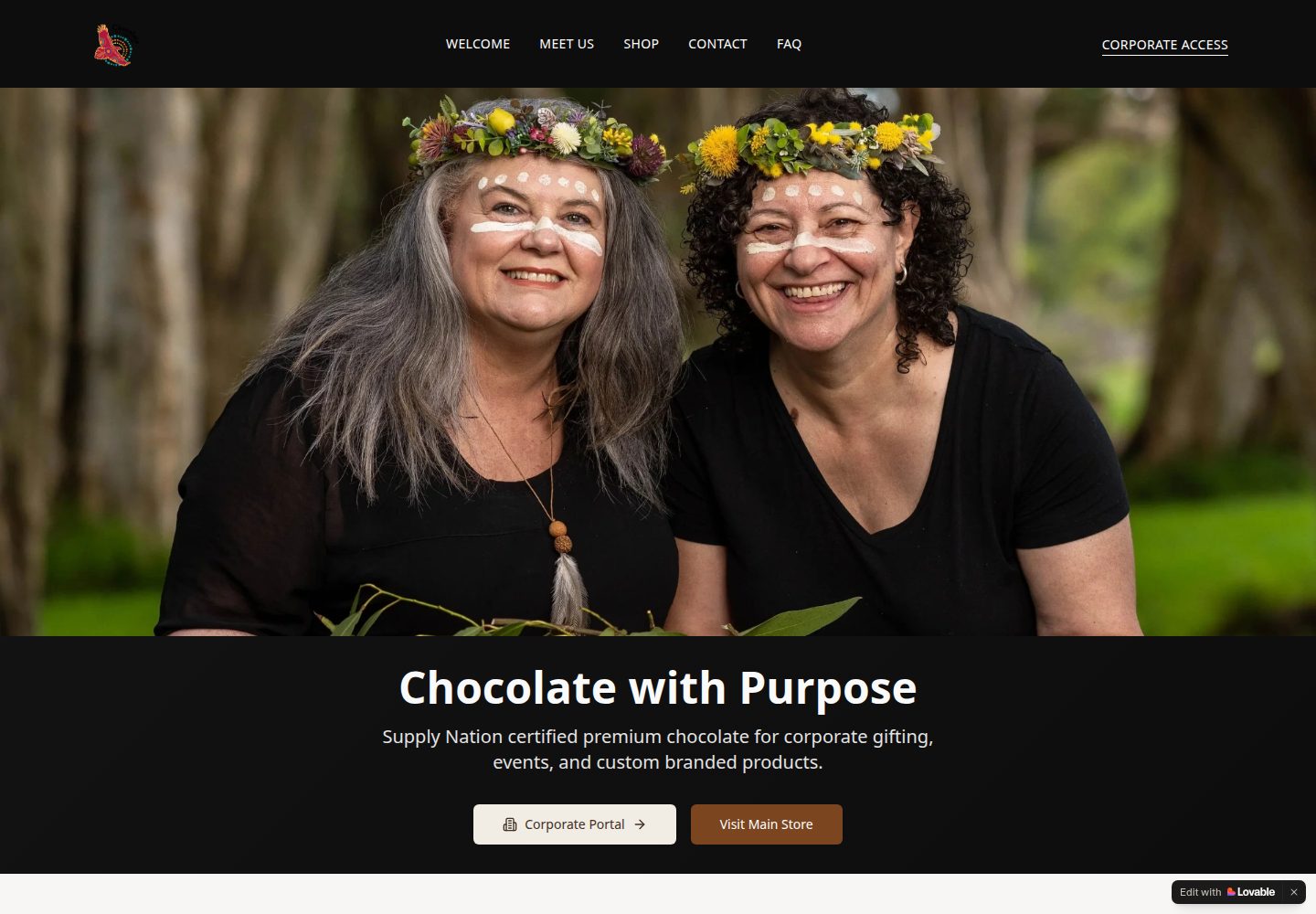 Chocolate On Purpose public website screenshot