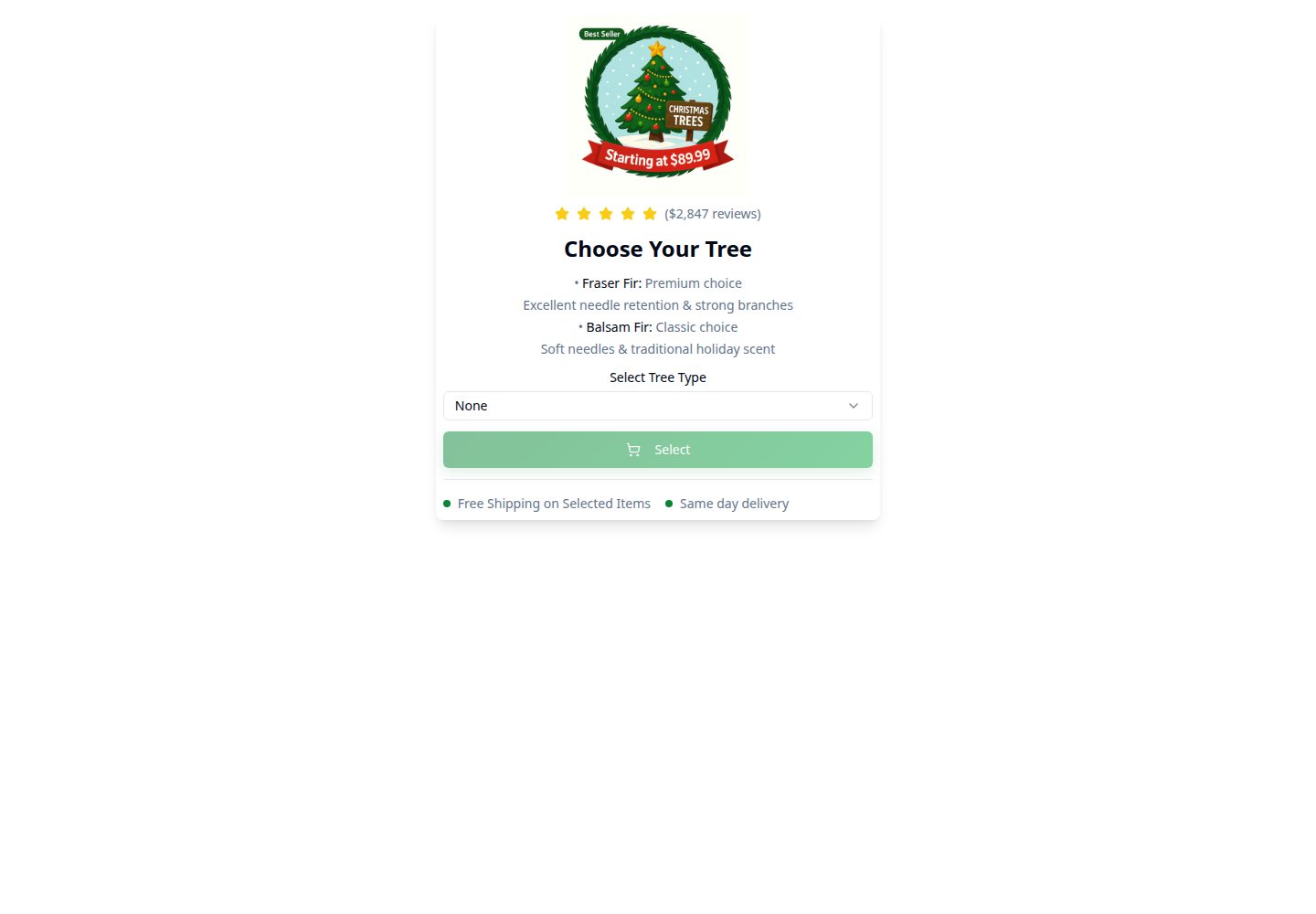 Christmas Trees public website screenshot
