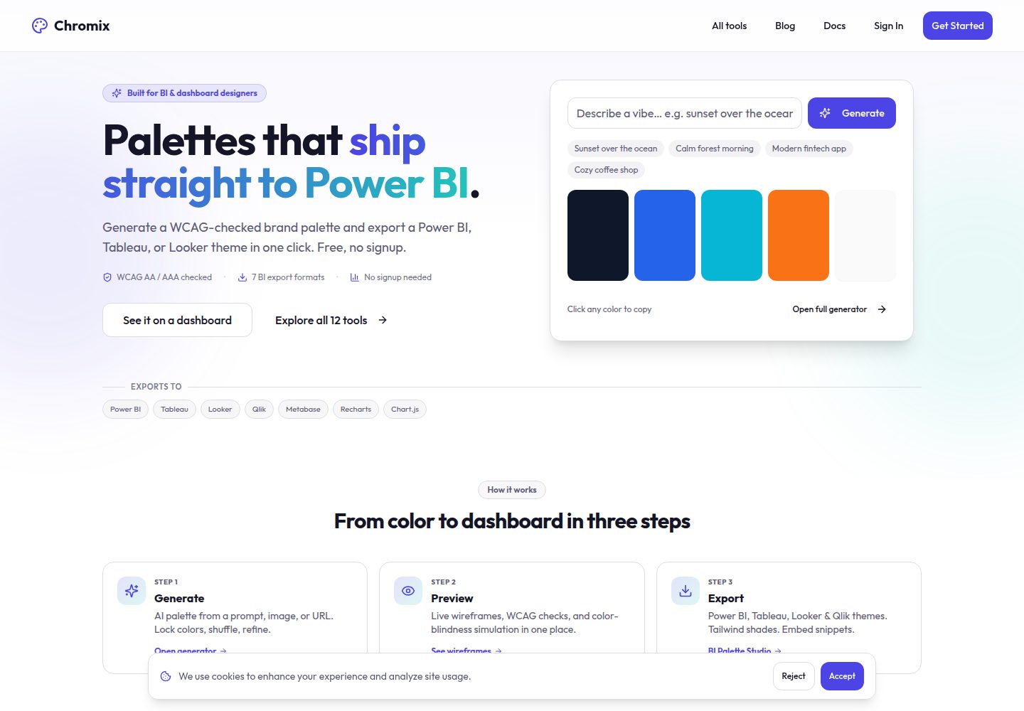 Chromix public website screenshot