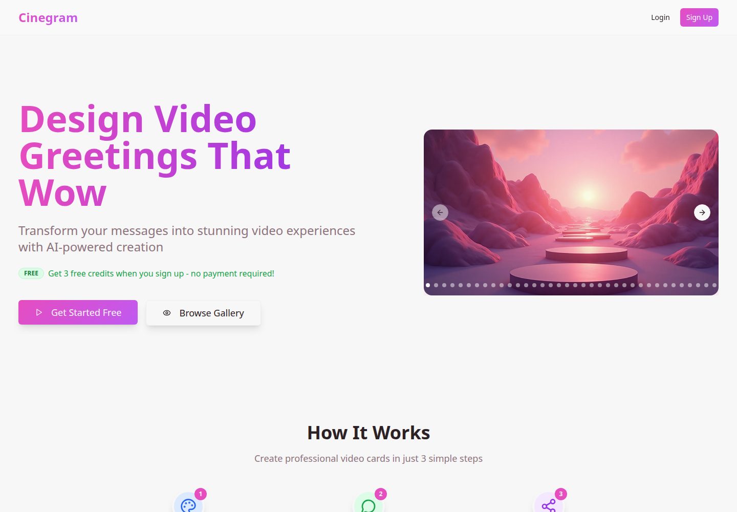 Cinegram public website screenshot