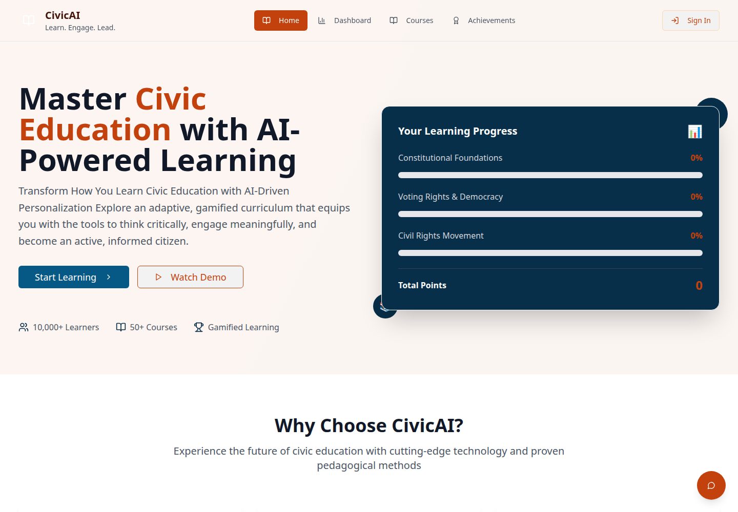 CivicAI public website screenshot