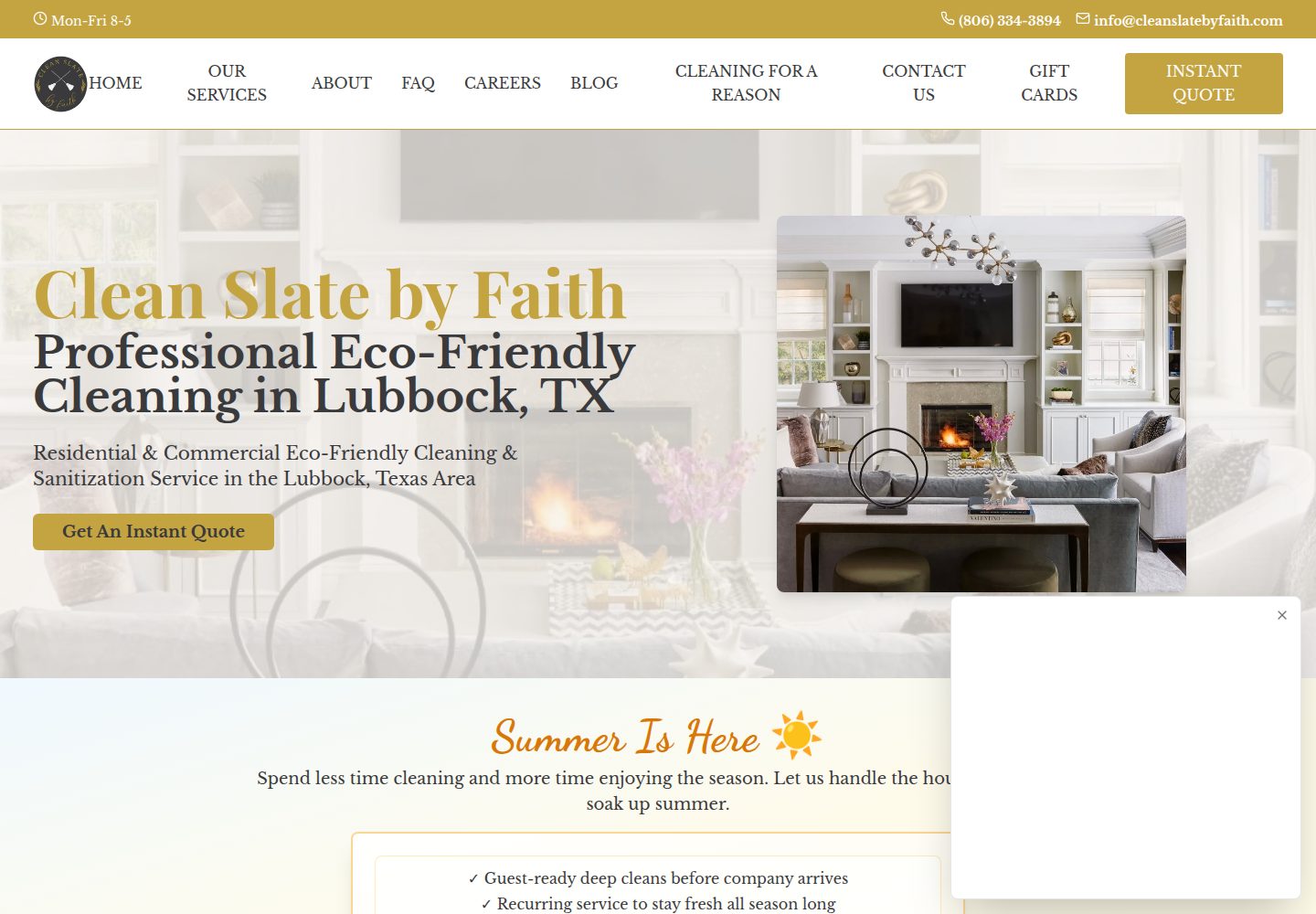 Clean Slate by Faith public website screenshot