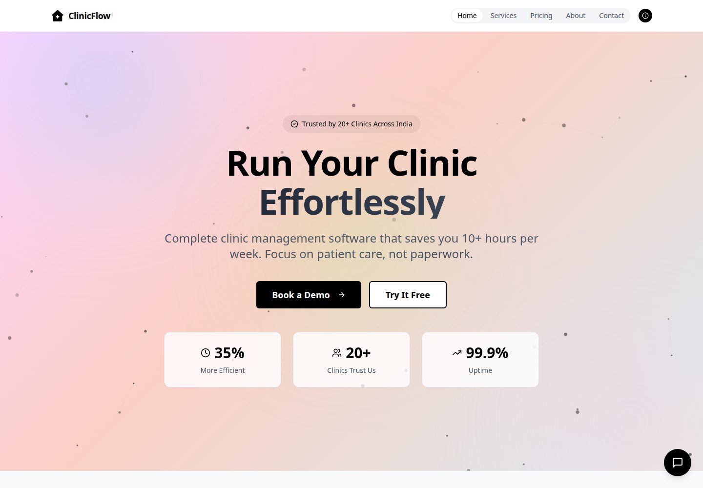 ClinicFlow public website screenshot