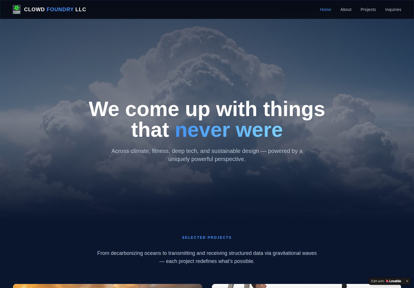 Clowd Foundry public website screenshot
