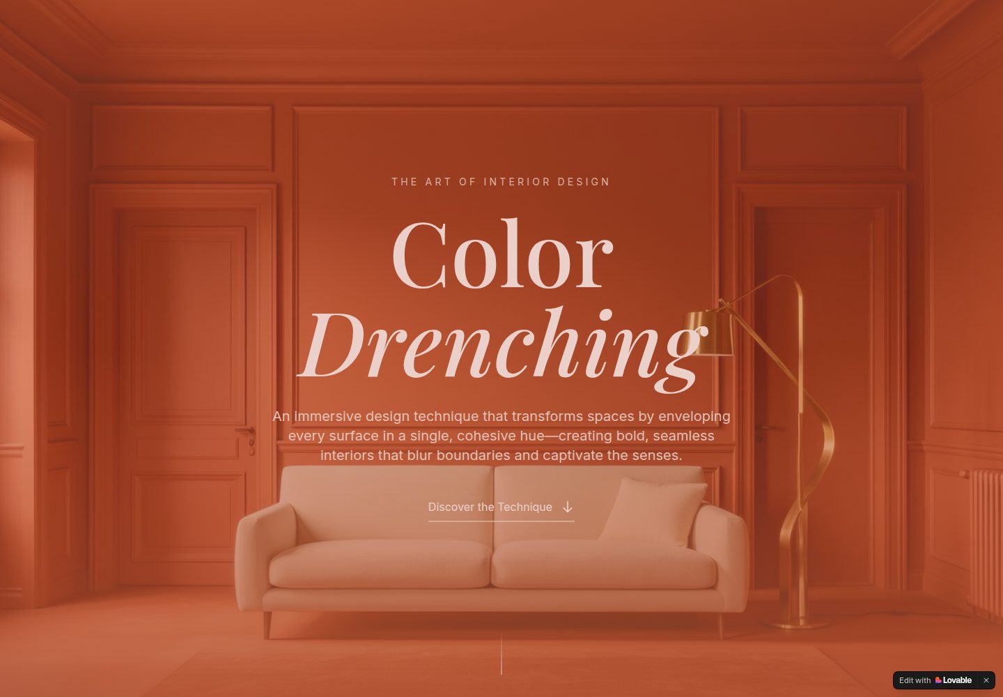 Color Drenching public website screenshot