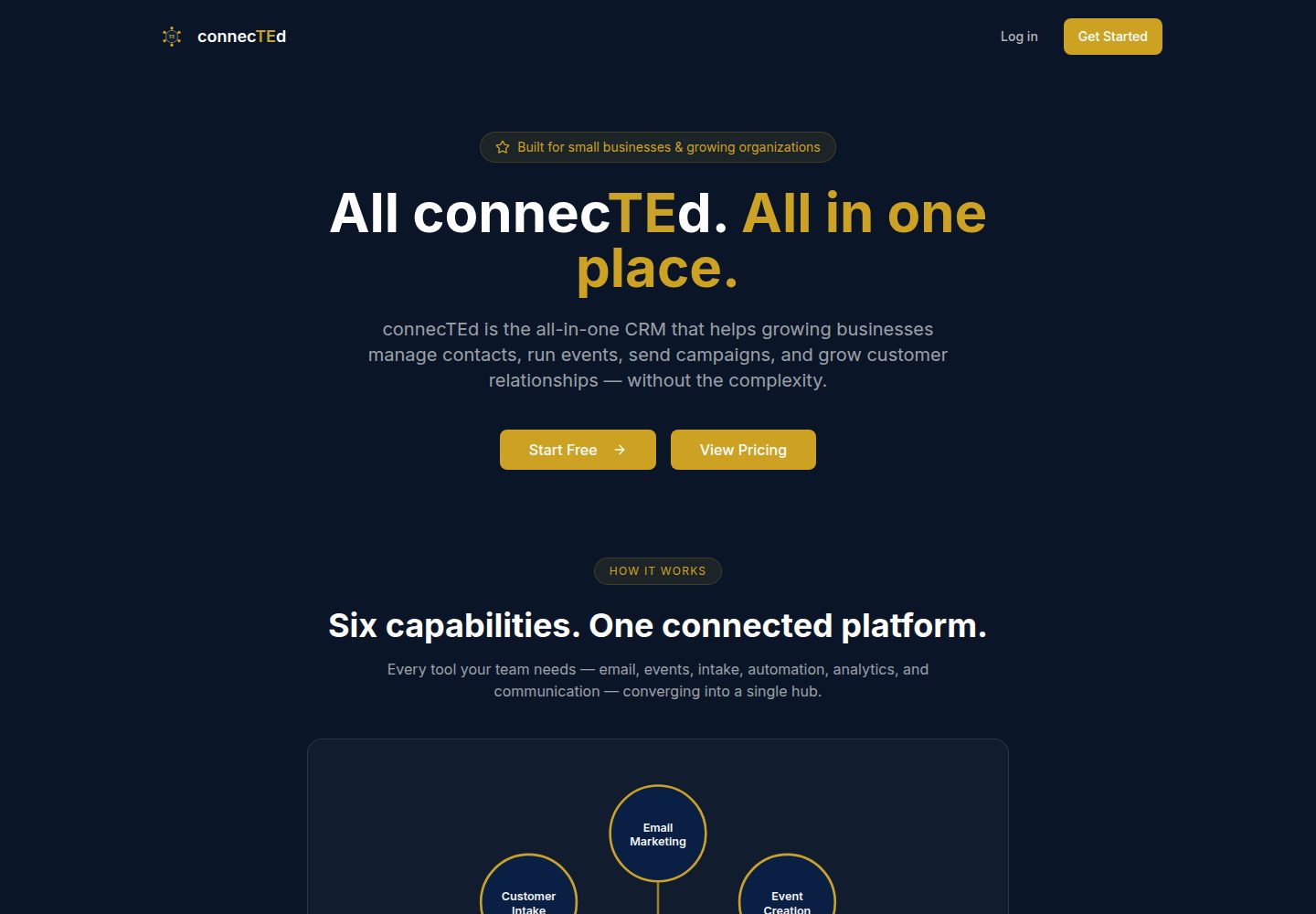 connecTEd CRM public website screenshot