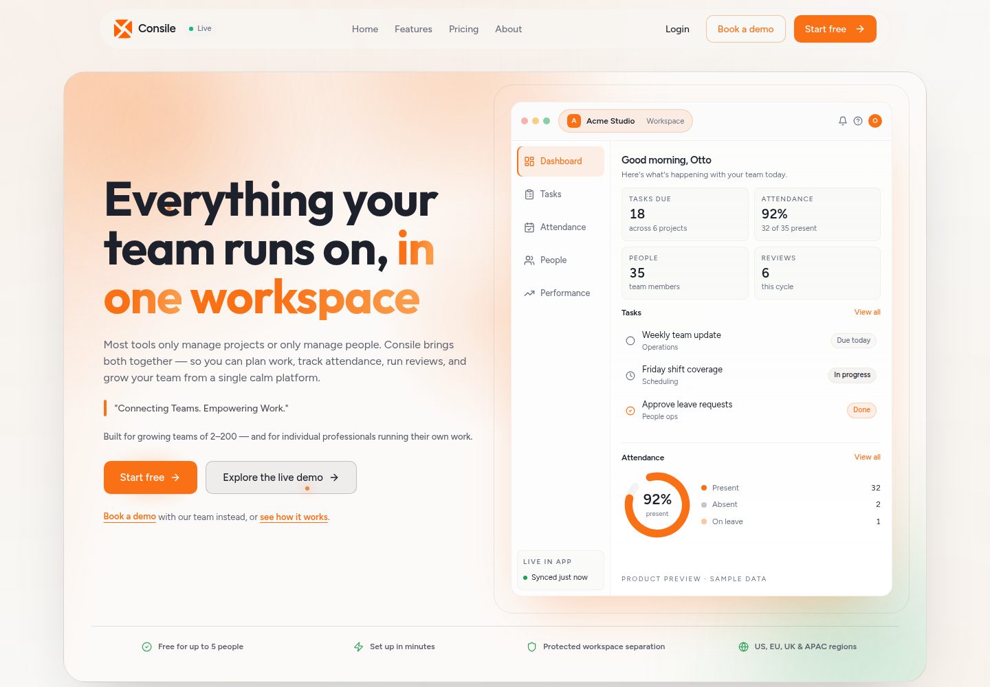 Consile public website screenshot