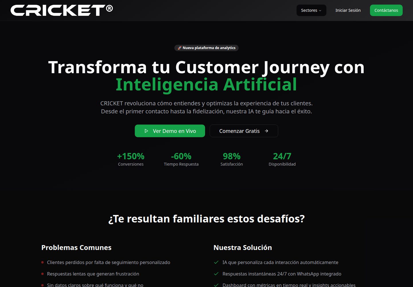 CRICKET public website screenshot