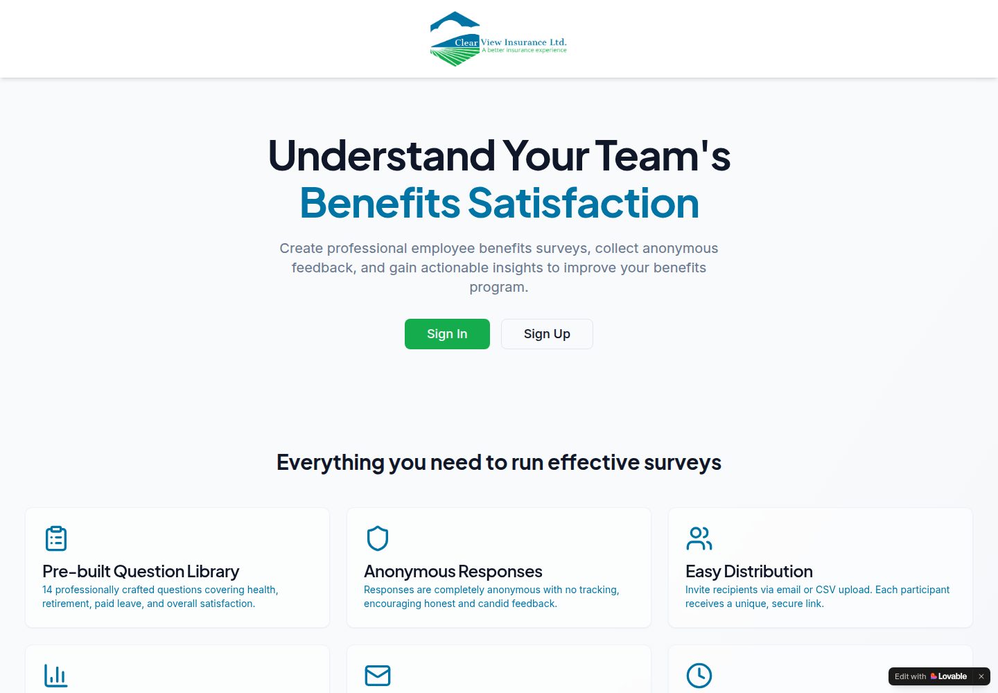 CVI Benefits Survey public website screenshot