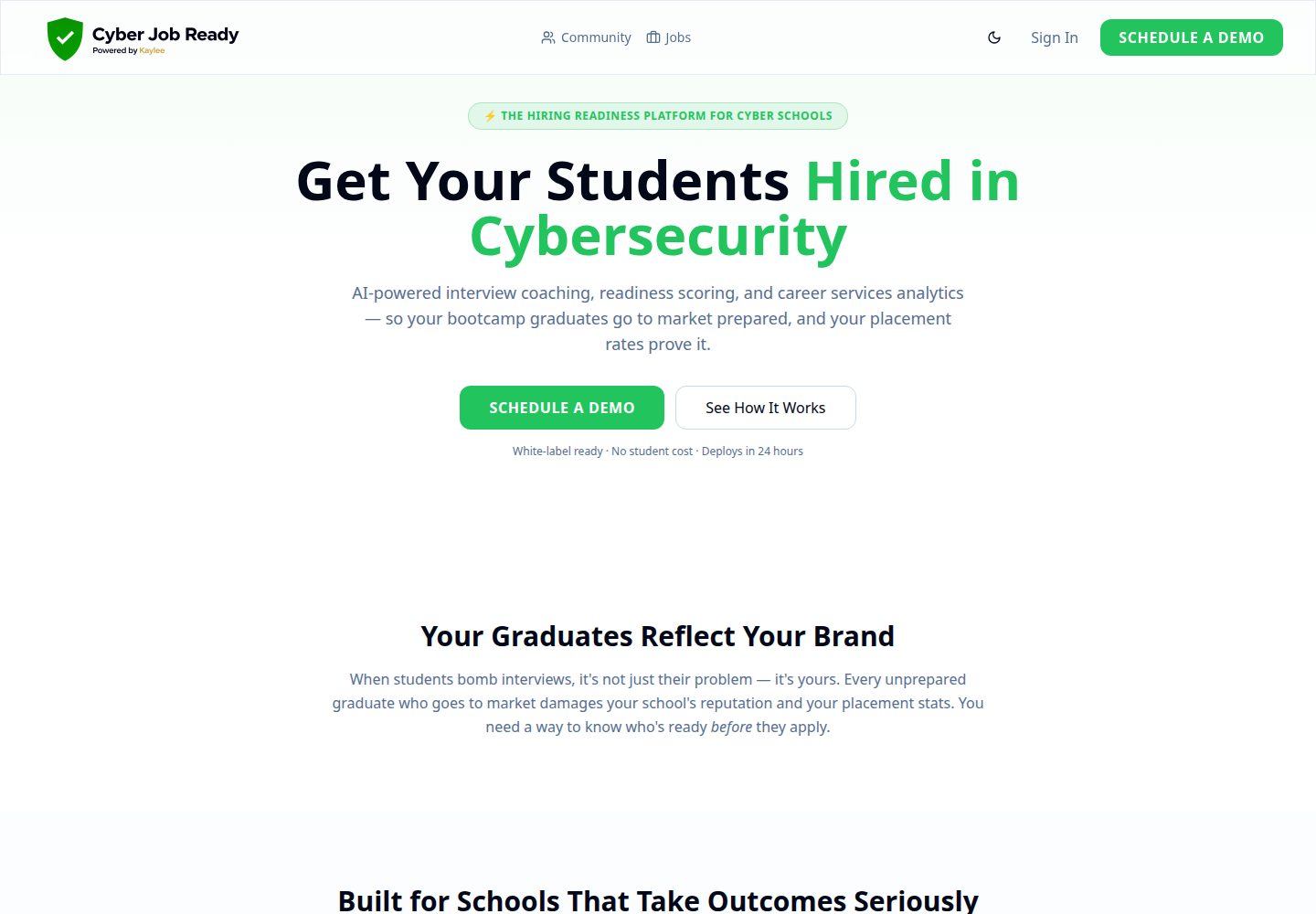 Cyber Job Ready public website screenshot
