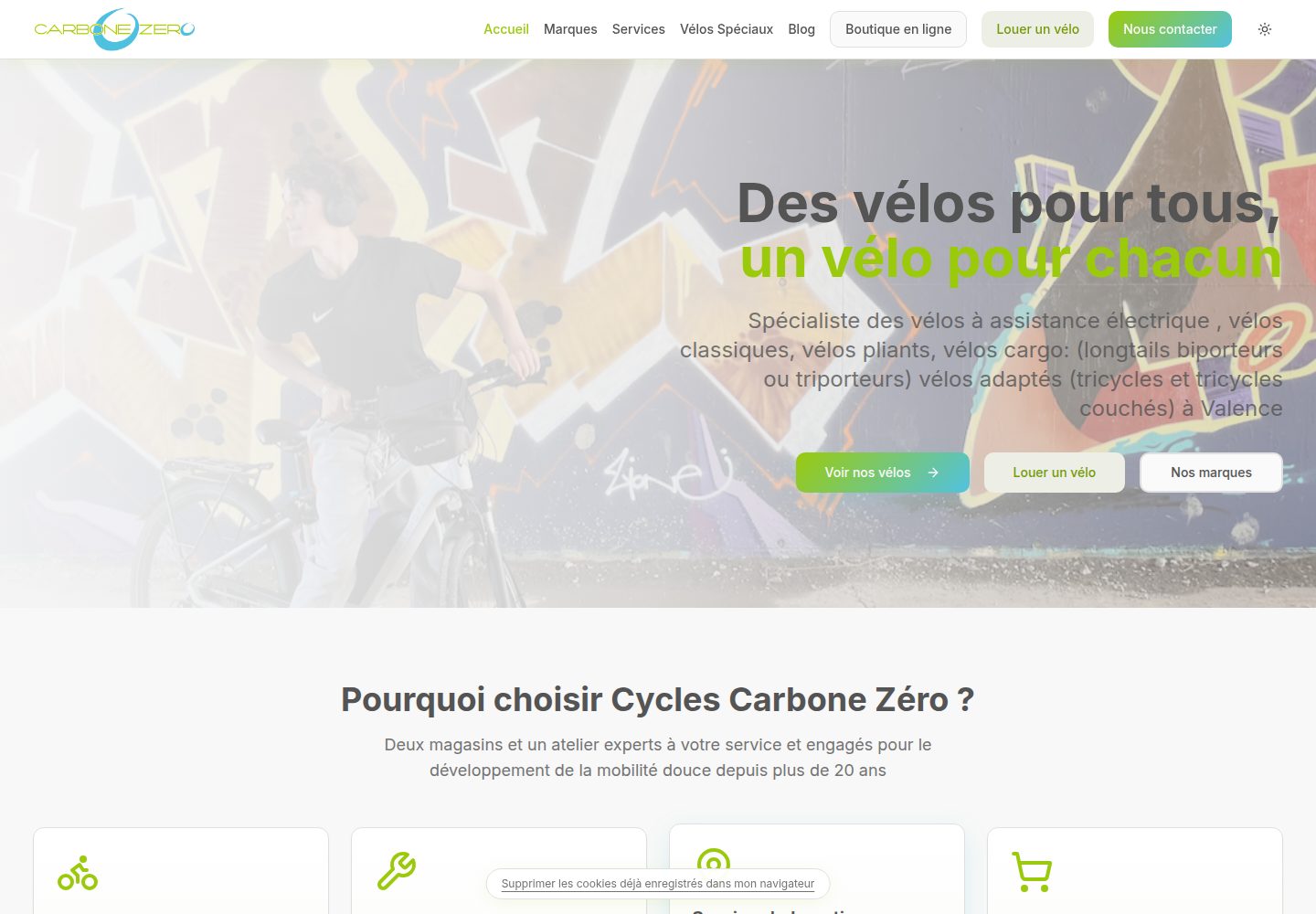 Cycles Carbone Zéro public website screenshot