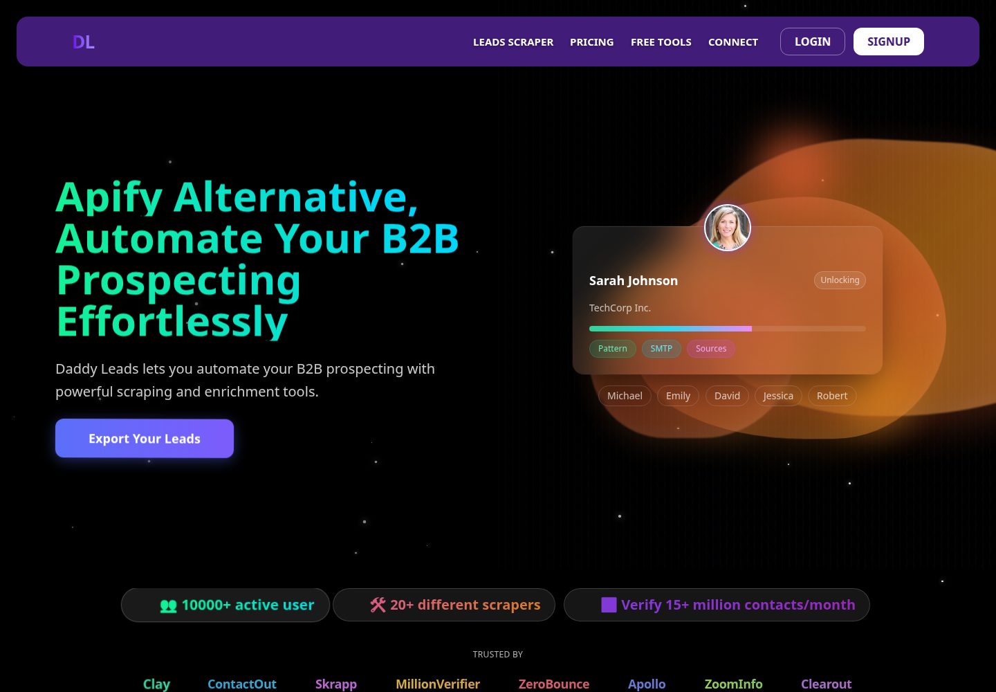 Daddy Leads public website screenshot