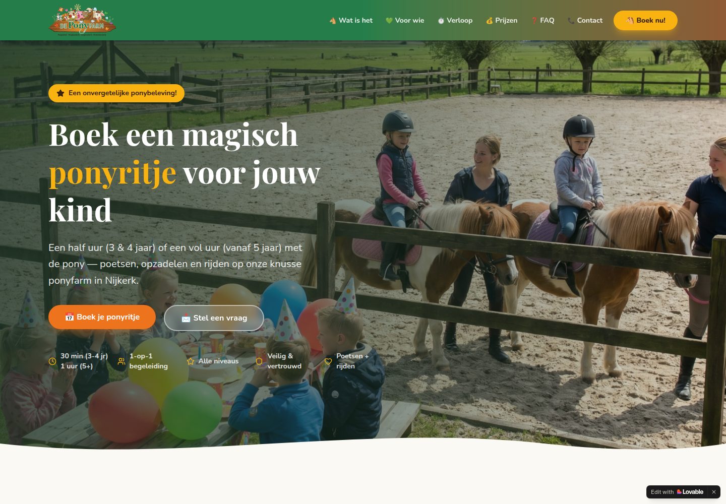 De Ponyfarm Nijkerk public website screenshot