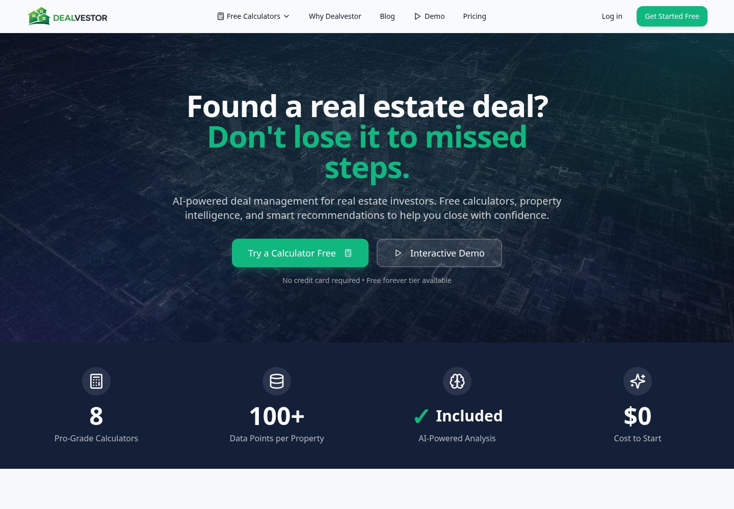 Dealvestor public website screenshot