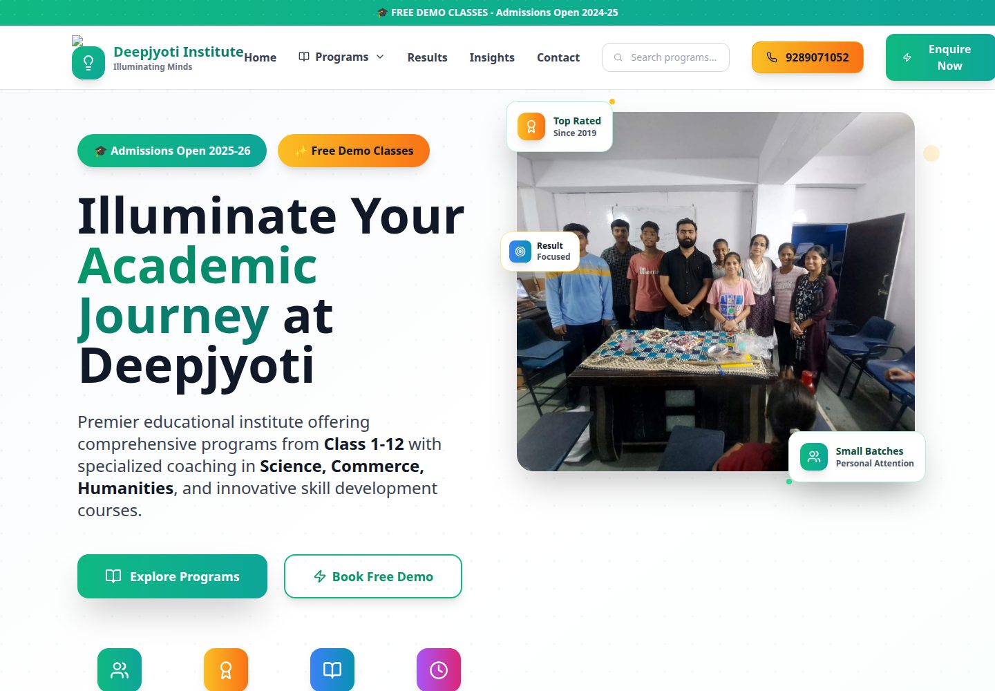 Deepjyoti Institute public website screenshot