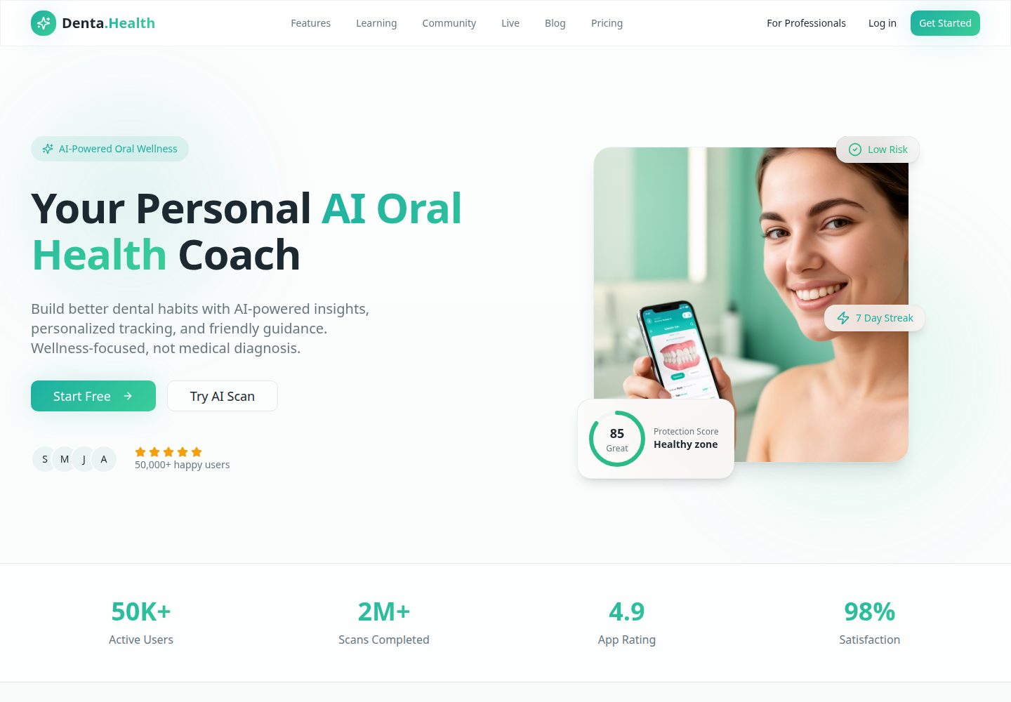 Denta.Health public website screenshot