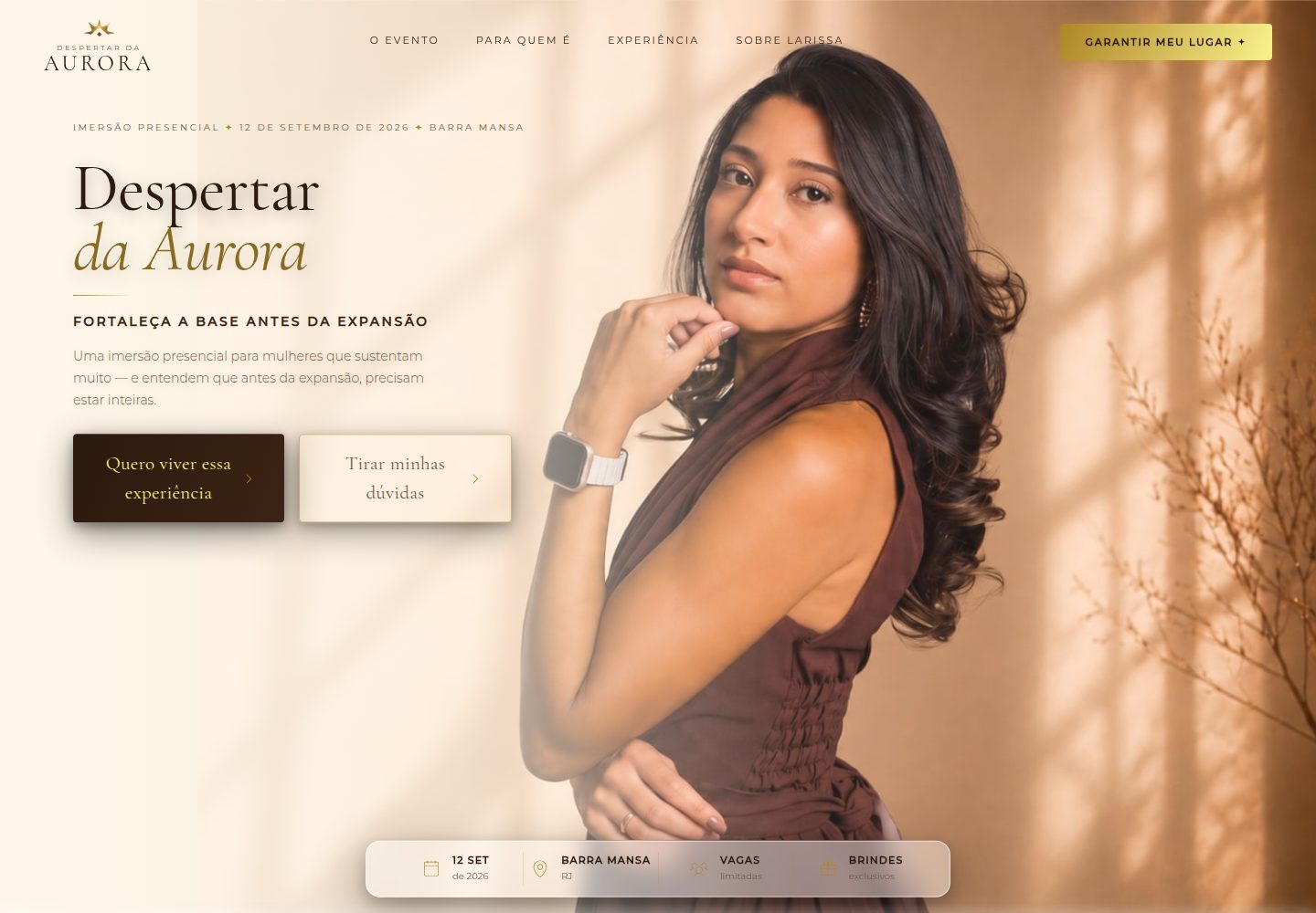 Despertar da Aurora public website screenshot