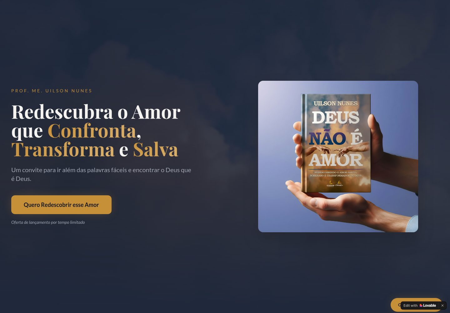 Deus NÃO é Amor public website screenshot