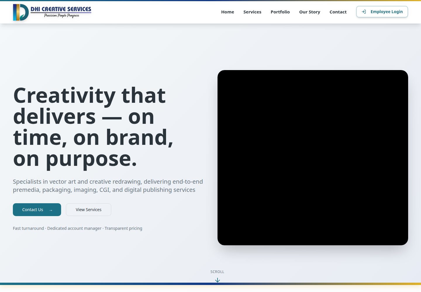 DHI Creative Services public website screenshot