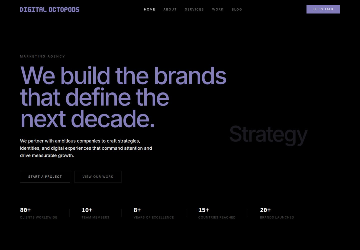 Digital Octopods public website screenshot