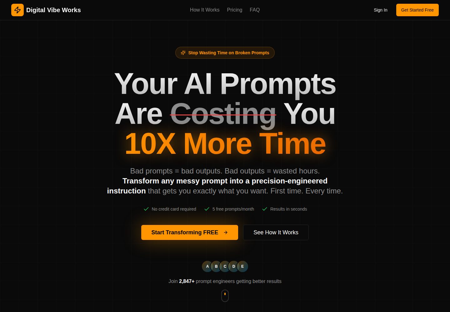 Digital Vibe Works public website screenshot