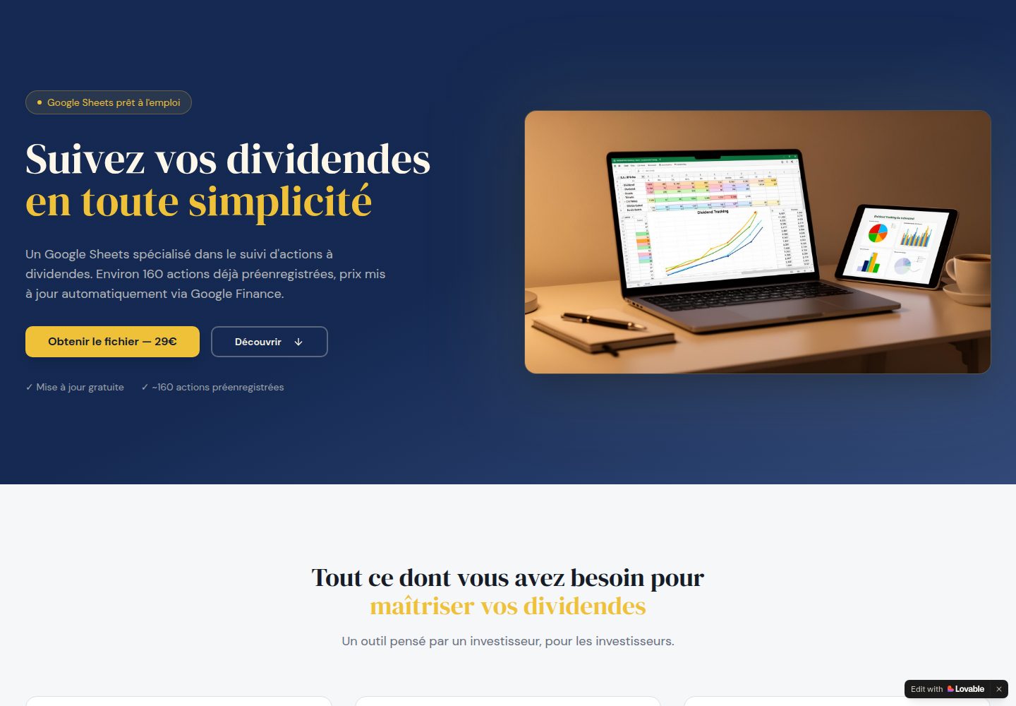 DividendesTracker public website screenshot