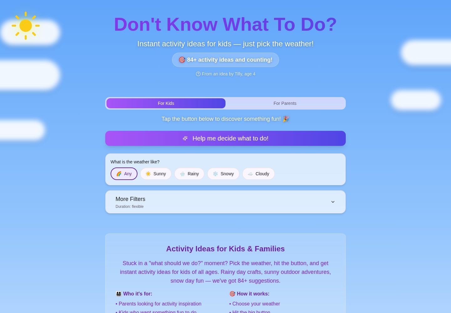 Don't Know What To Do? public website screenshot