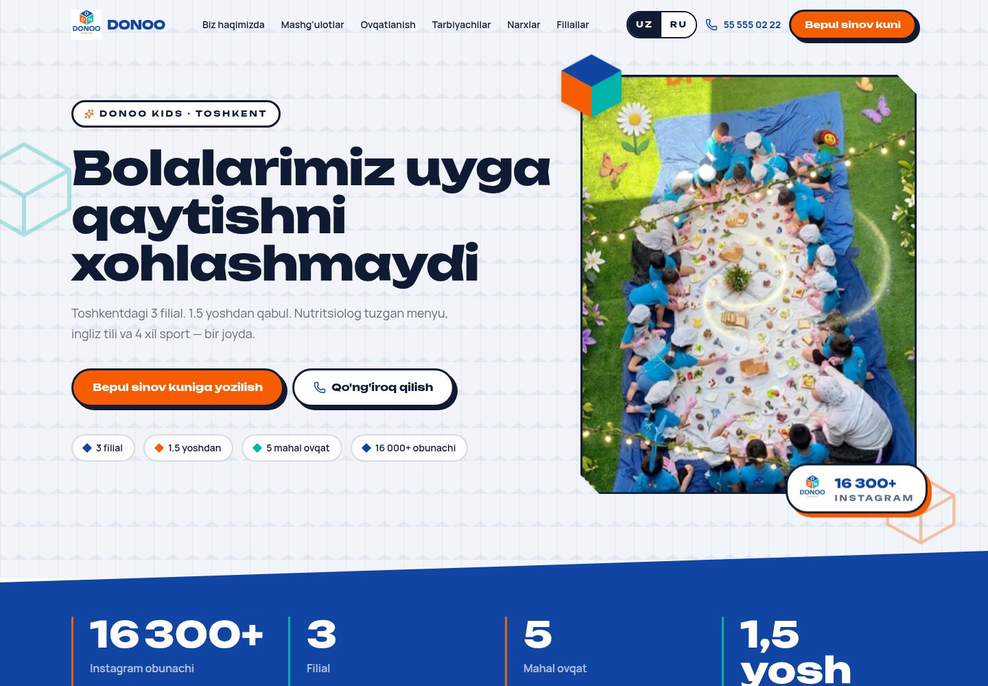 Donoo Kids public website screenshot