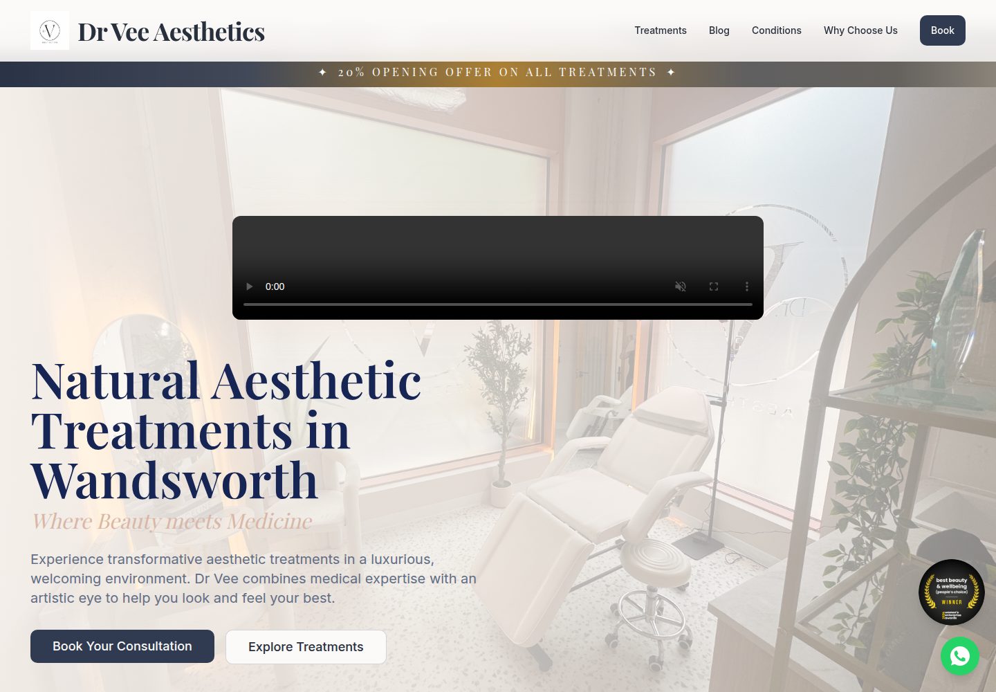 Dr Vee Aesthetics public website screenshot