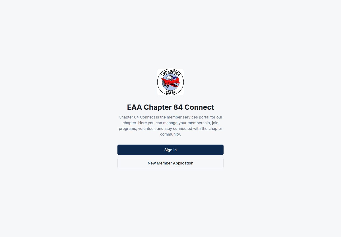 EAA Chapter 84 Connect public website screenshot