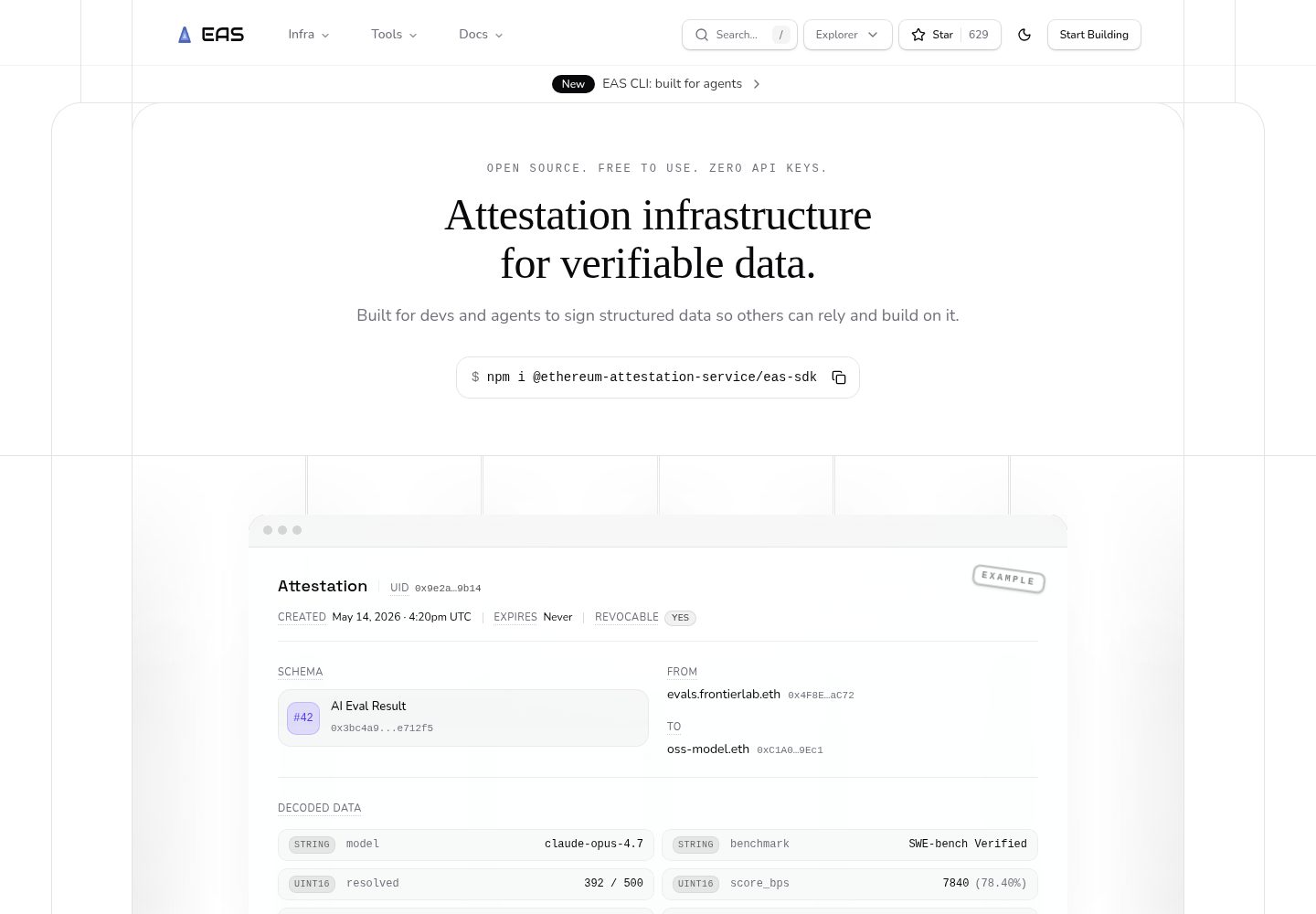 EAS public website screenshot